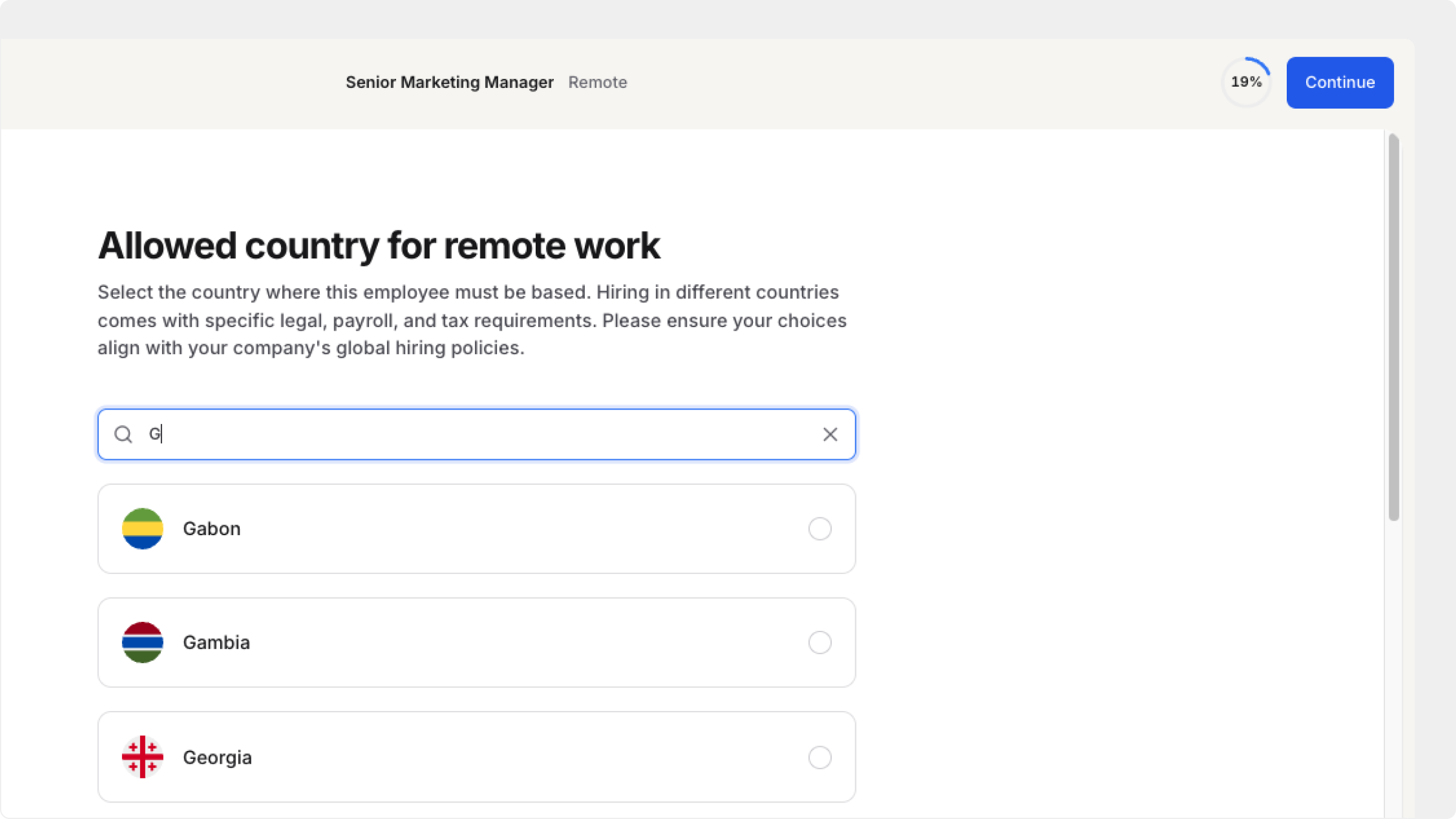 Remote location options for worldwide, regional, and country-based roles